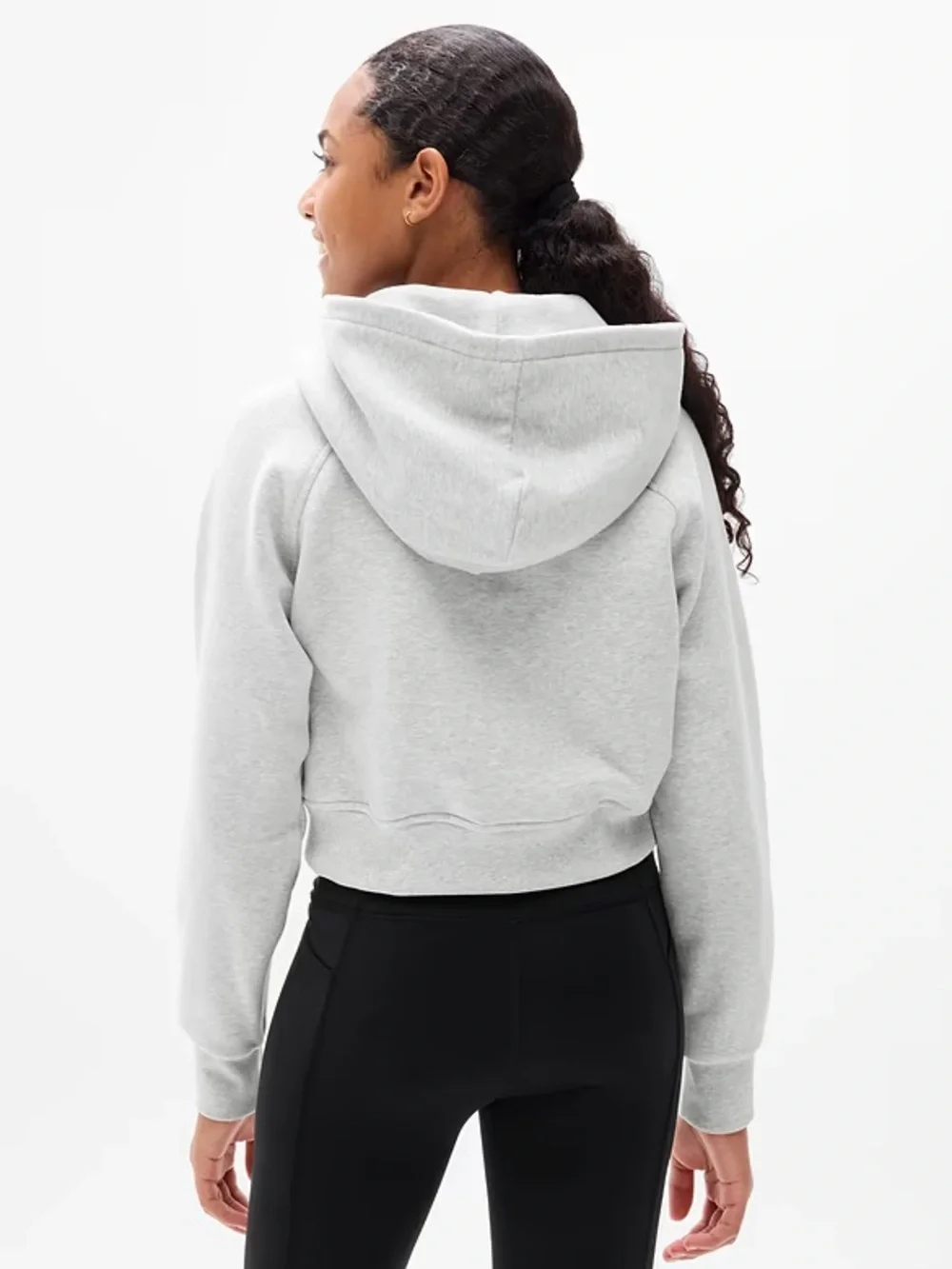 Athleta Youth Cropped Half-Zip Hoodie in White